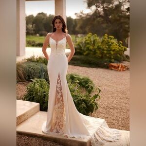 Lace Bodice Satin Mermaid Wedding Dress